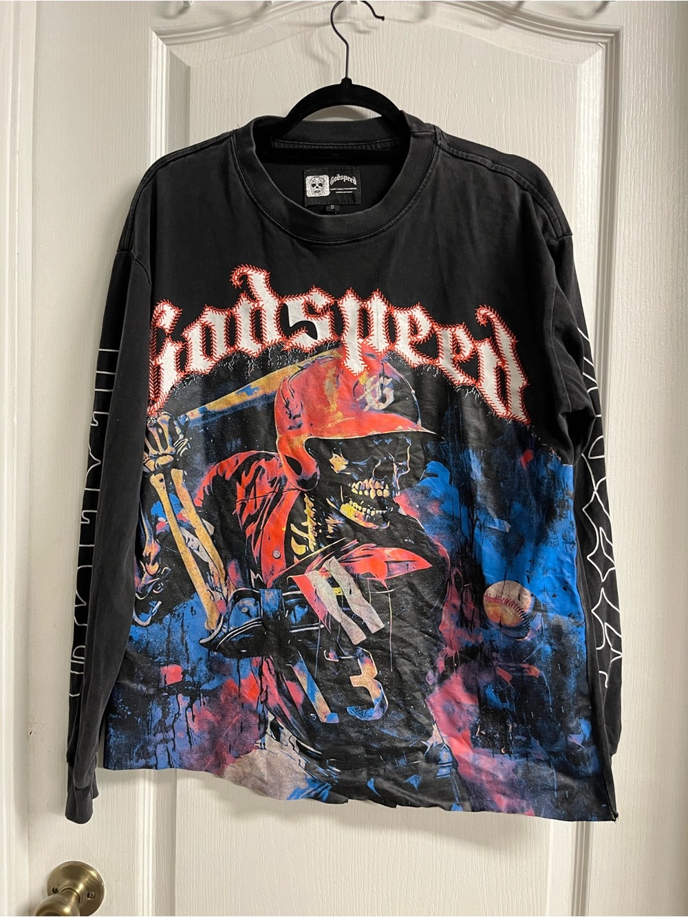Godspeed Black Graphic Long-Sleeve Tee with Colorful Print